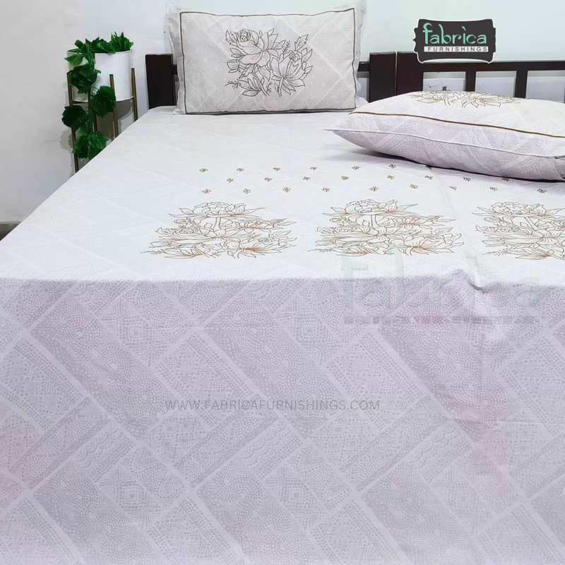 Fabby Decor Designer Embroidered king Size Bed Sheets