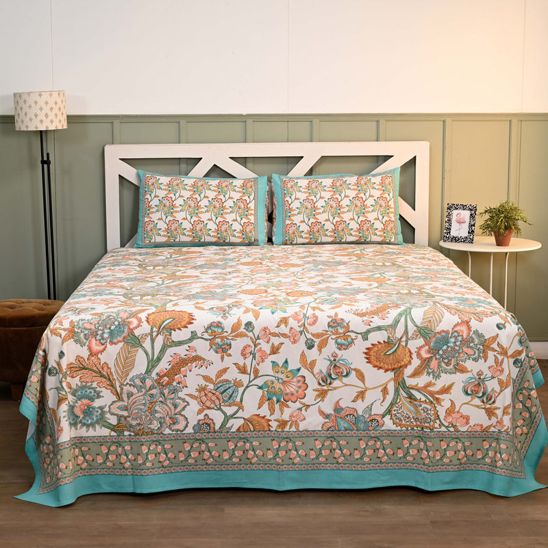 Rangriti Printed  Pure Cotton Queen Size Bedsheet