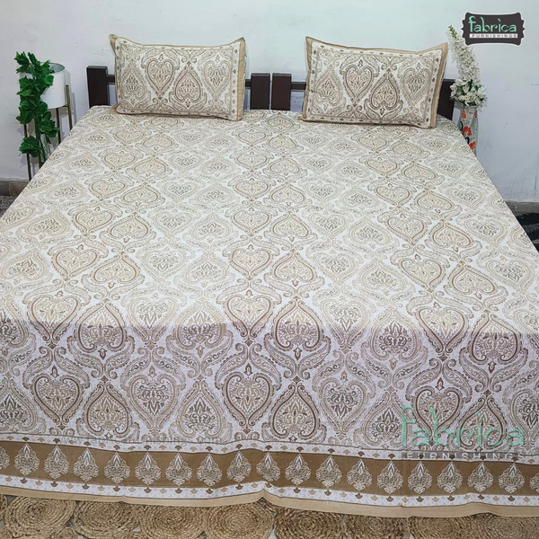 Sitara Handblock Designer Print Premium Cotton King size Bed Sheets