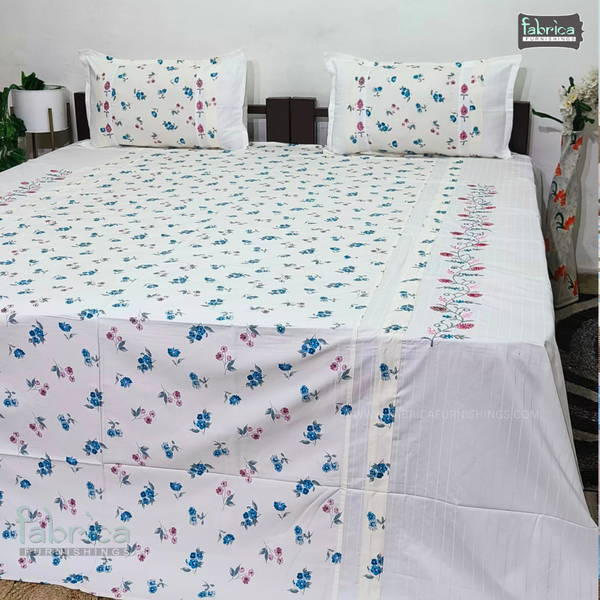 Fabby Home Designer Mehroon Embroider king Size Bed Sheets