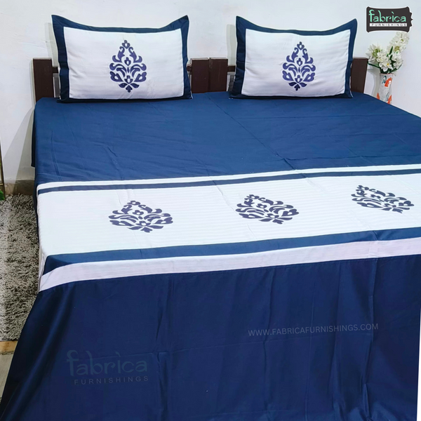 Fabby Home Designer  Embroider king Size pure cotton Bed Sheets