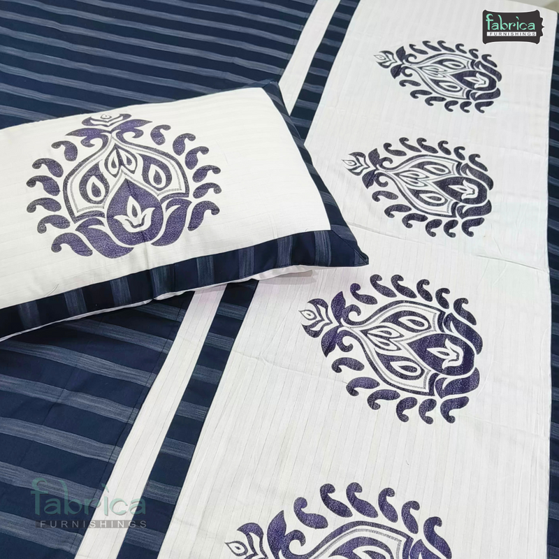 Fabby Home Designer  Embroider king Size pure cotton Bed Sheets