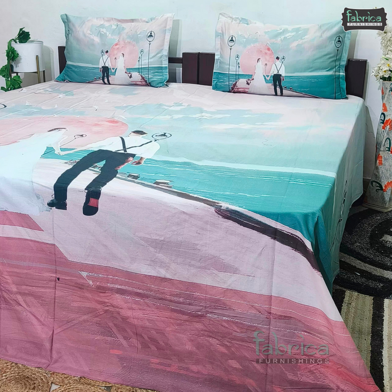 Fab Decor Pure Cotton Digital Print Super Kingsize Bedsheet (400TC)