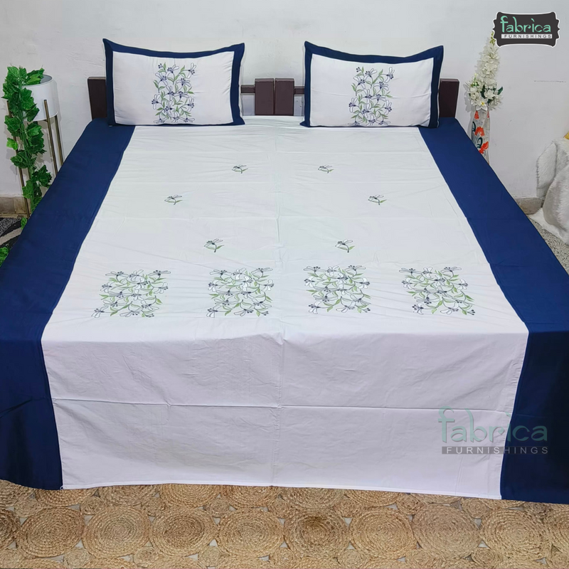 Fabby Decor Classic Embroider Cotton Designer King Bed Sheets