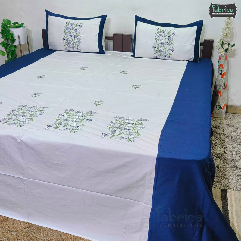 Fabby Decor Classic Embroider Cotton Designer King Bed Sheets