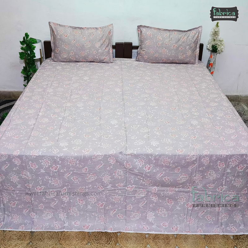 Floral Bliss King Size Pure Cotton Printed Bedsheet Set