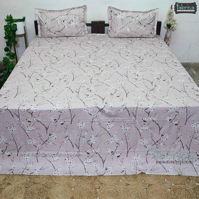 Floral Bliss King Size Pure Cotton Printed Bedsheet Set