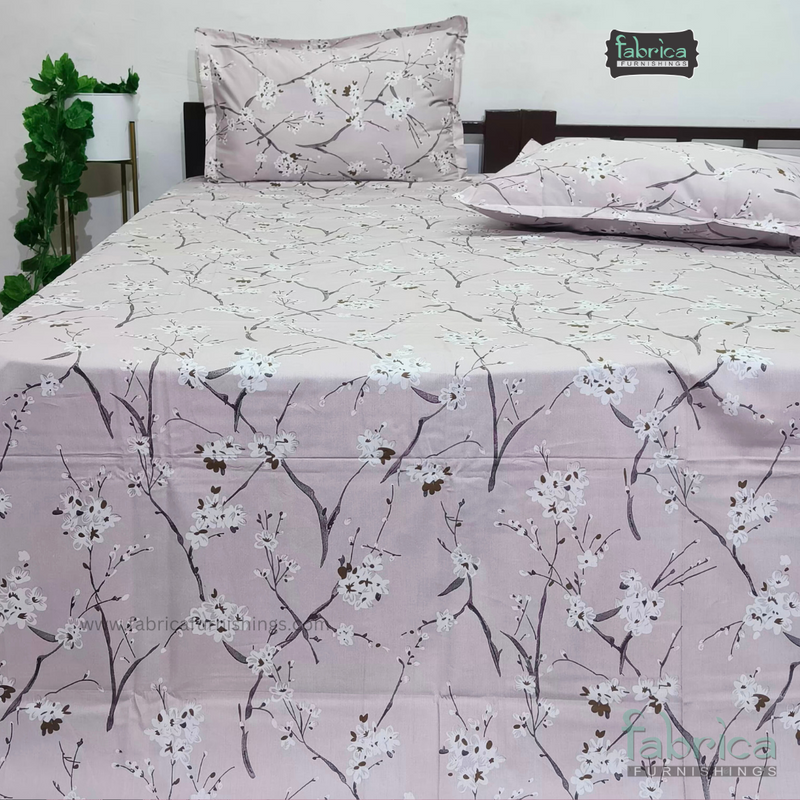 Floral Bliss King Size Pure Cotton Printed Bedsheet Set