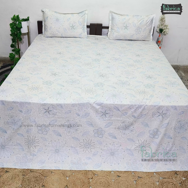 Floral Bliss King Size Pure Cotton Printed Bedsheet Set