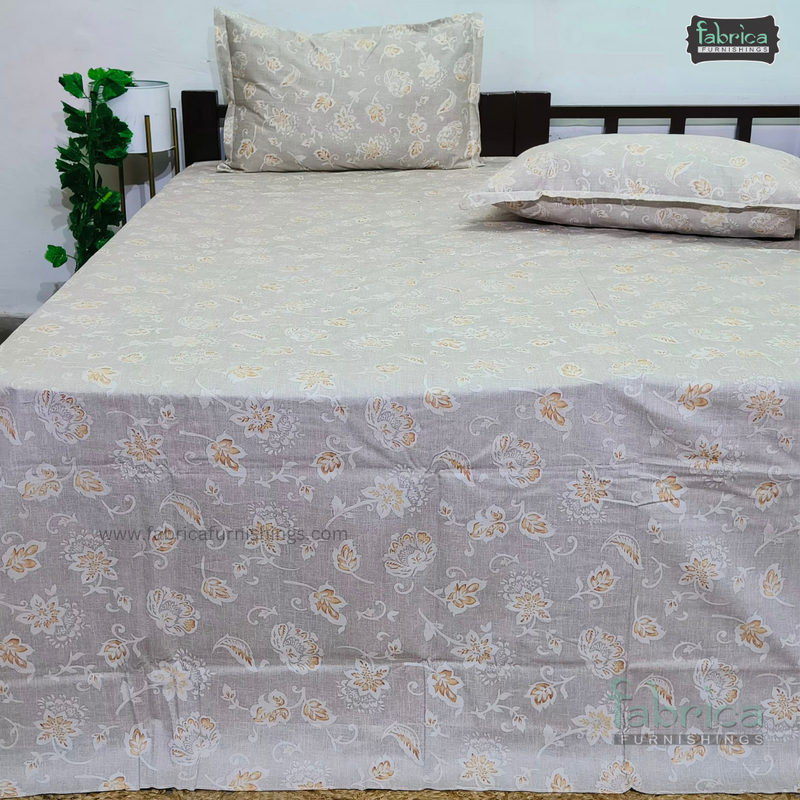 Floral Bliss King Size Pure Cotton Printed Bedsheet Set