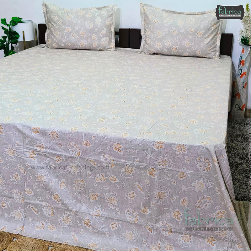 Floral Bliss King Size Pure Cotton Printed Bedsheet Set