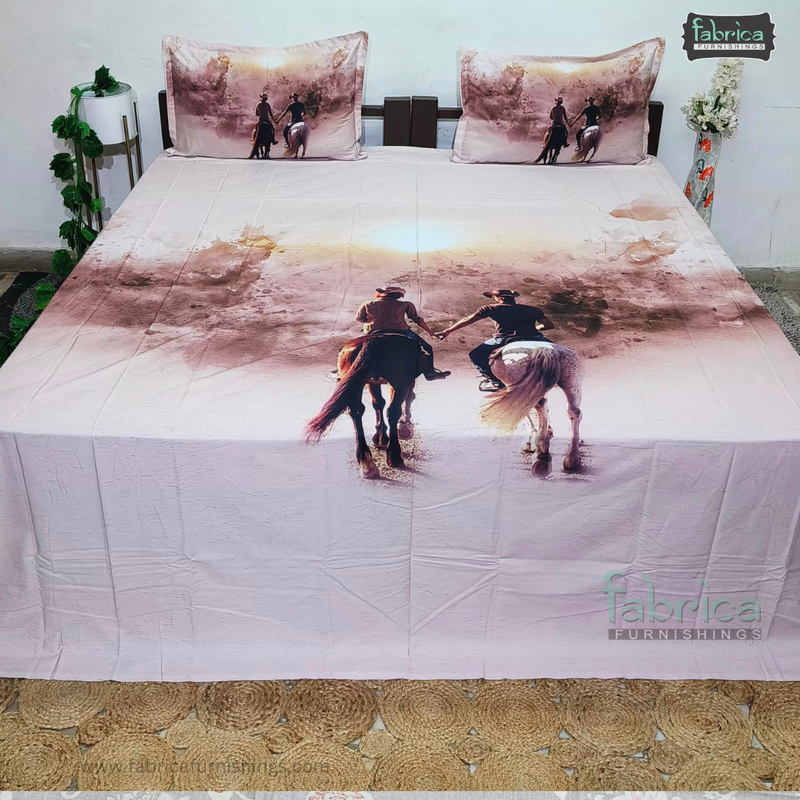 Fab Decor Pure Cotton Digital Print Super Kingsize Bedsheet (400TC)