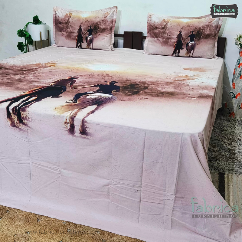 Fab Decor Pure Cotton Digital Print Super Kingsize Bedsheet (400TC)