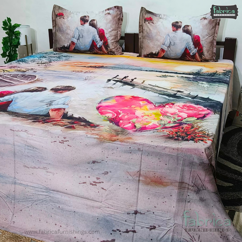 Fab Decor Pure Cotton Digital Print Super Kingsize Bedsheet (400TC)