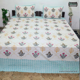 Sitara Handblock Designer Print Premium Cotton King size Bed Sheets