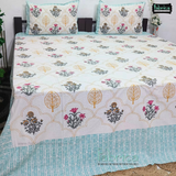 Sitara Handblock Designer Print Premium Cotton King size Bed Sheets