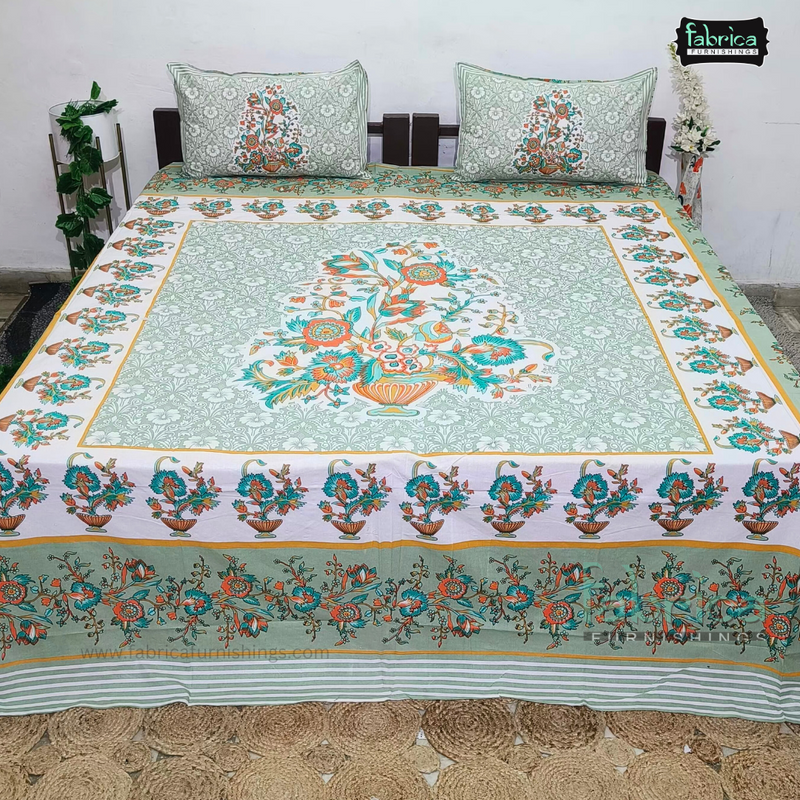 Rajwada Print King Size Pure Cotton King Size Bedsheet