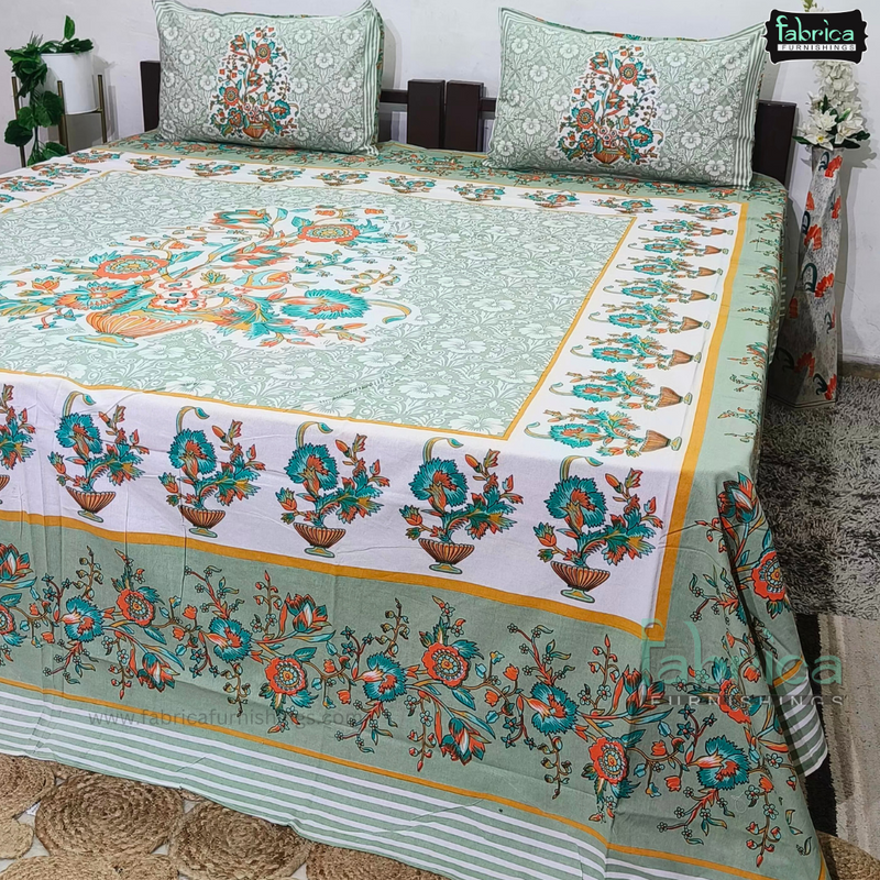 Rajwada Print King Size Pure Cotton King Size Bedsheet