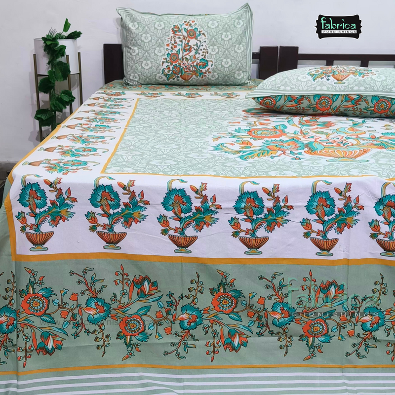 Rajwada Print King Size Pure Cotton King Size Bedsheet