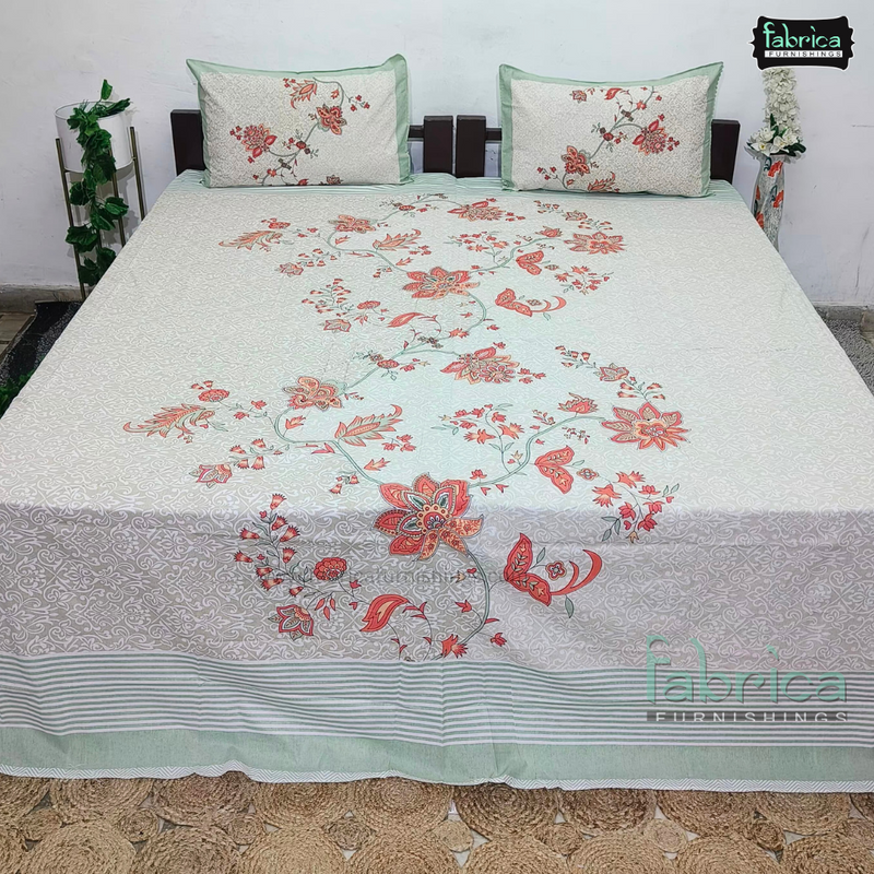 Rajwada Print King Size Pure Cotton King Size Bedsheet