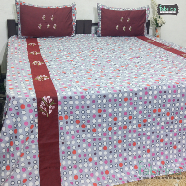 Fabby Home Designer  Embroider king Size pure cotton Bed Sheets