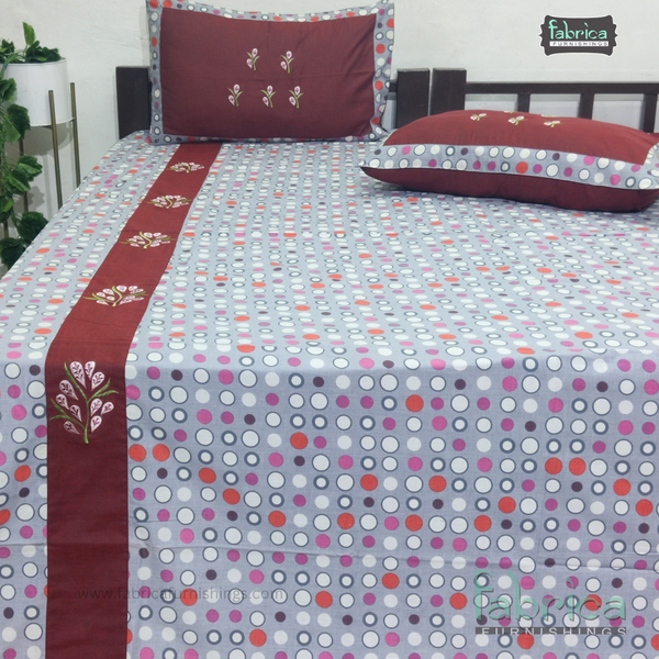 Fabby Home Designer  Embroider king Size pure cotton Bed Sheets