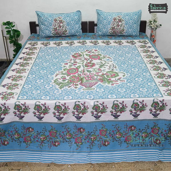 Rajwada Print King Size Pure Cotton King Size Bedsheet