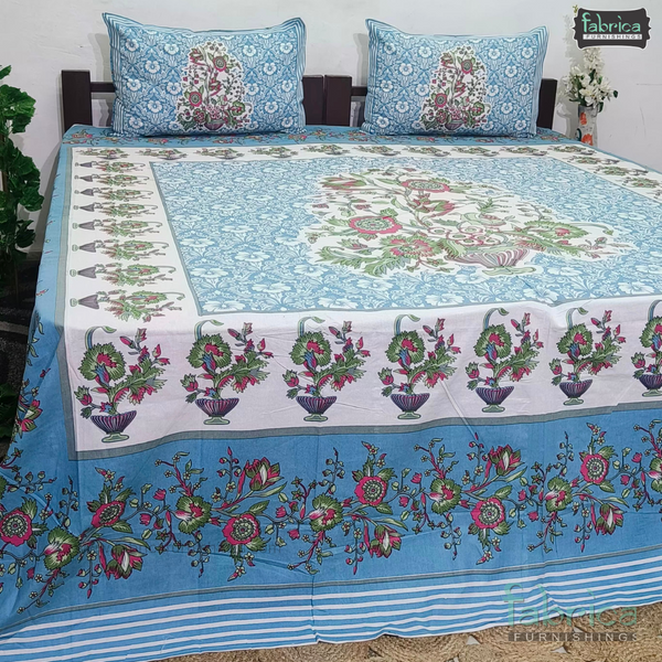 Rajwada Print King Size Pure Cotton King Size Bedsheet