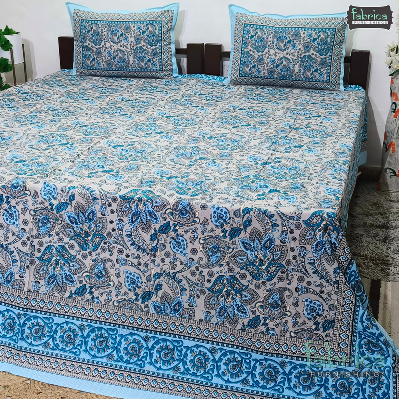 Rajwada Print King Size Pure Cotton King Size Bedsheet