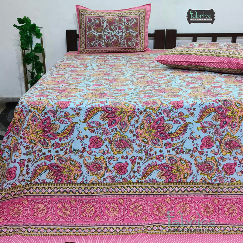 Rajwada Print King Size Pure Cotton King Size Bedsheet