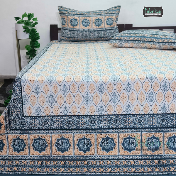 Rajwada Print King Size Pure Cotton King Size Bedsheet