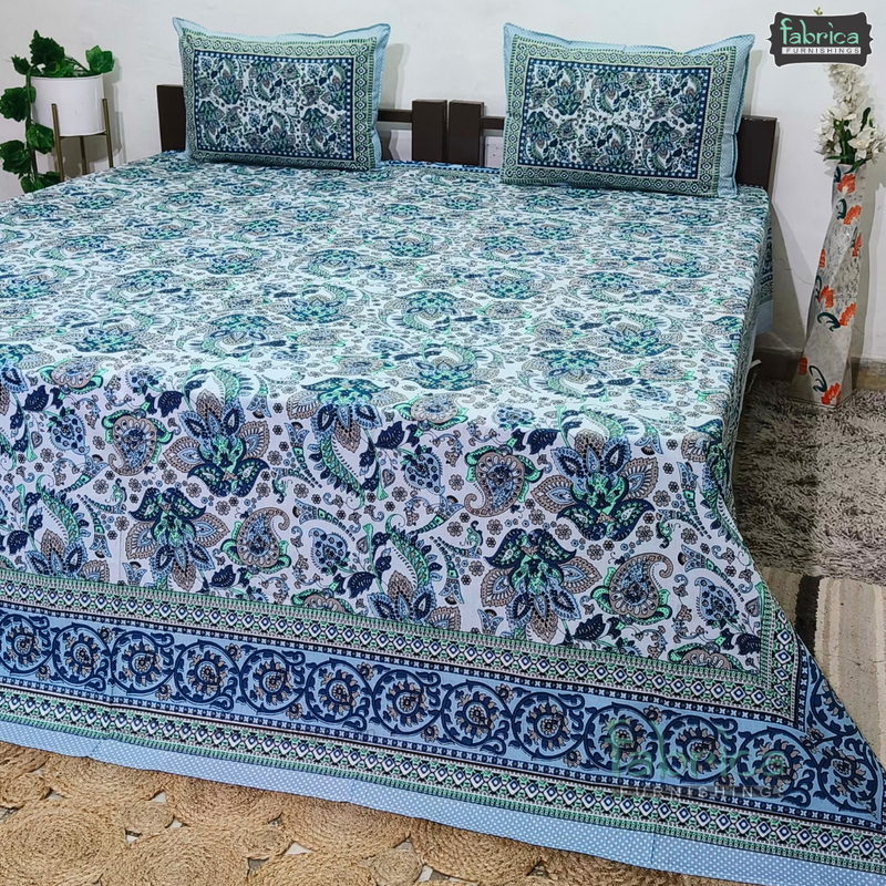 Rajwada Print King Size Pure Cotton King Size Bedsheet