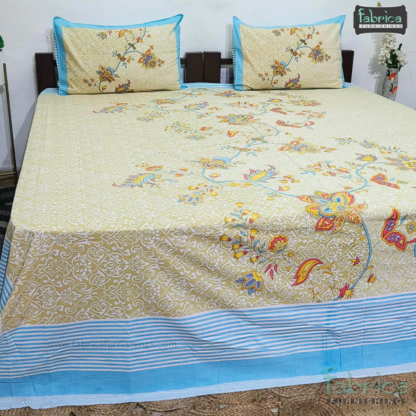 Rajwada Print King Size Pure Cotton King Size Bedsheet