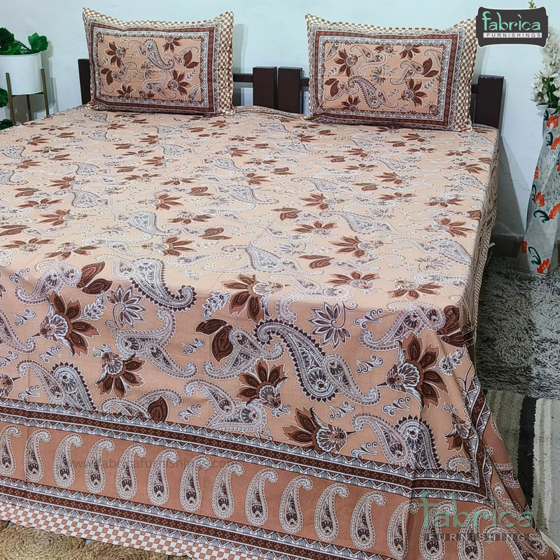 Rajwada Print King Size Pure Cotton King Size Bedsheet