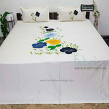 Designer Applique  Work King Size Pure Cotton  Bedsheet  Set