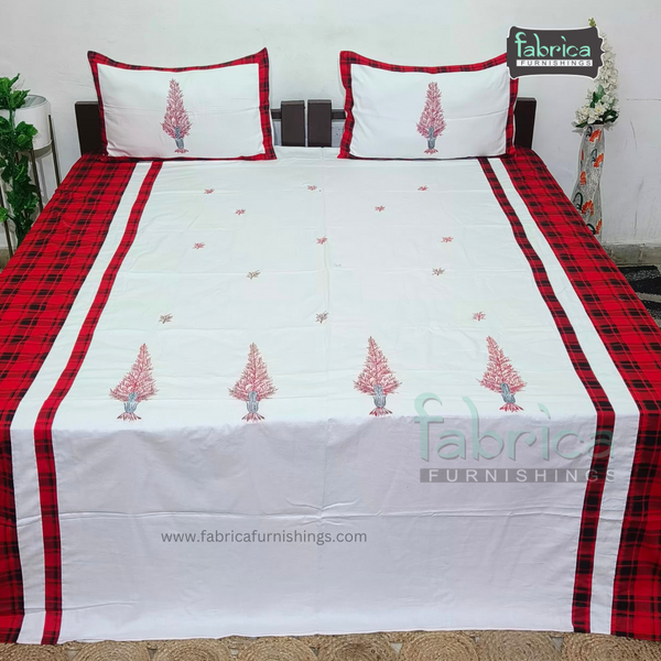 CHRISTMAS KING SIZE EMBROIDERED BEDSHEET SET