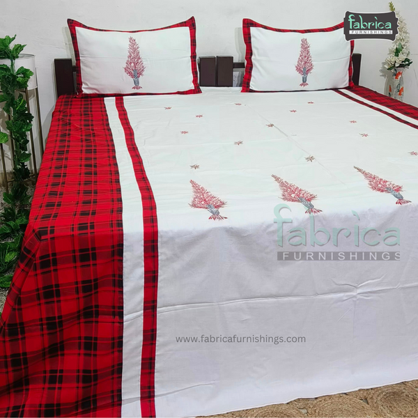 CHRISTMAS KING SIZE EMBROIDERED BEDSHEET SET