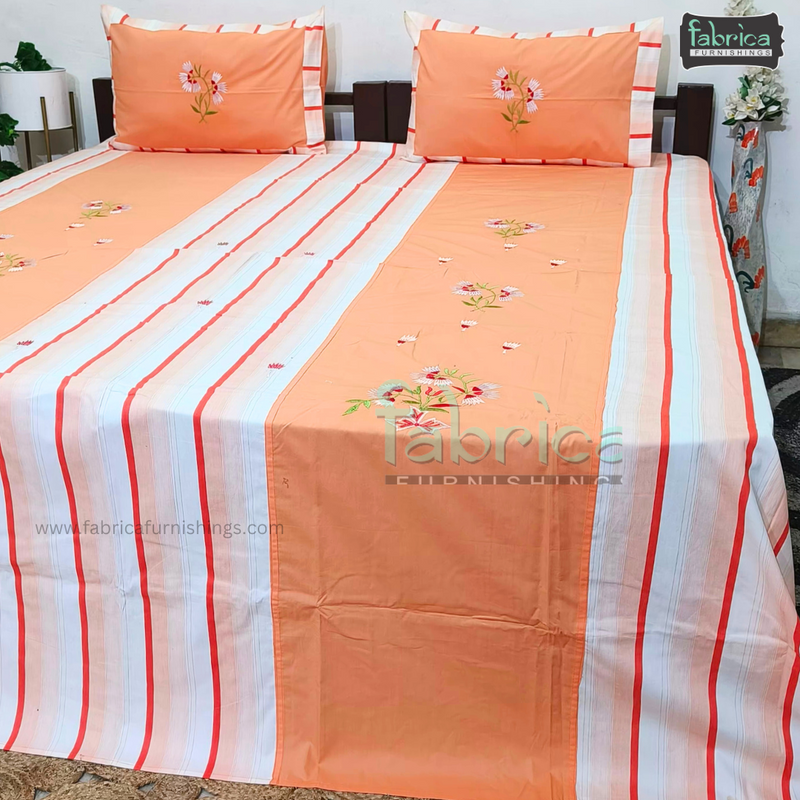 Fabby Home Designer  Embroidery King Size Bed Sheets