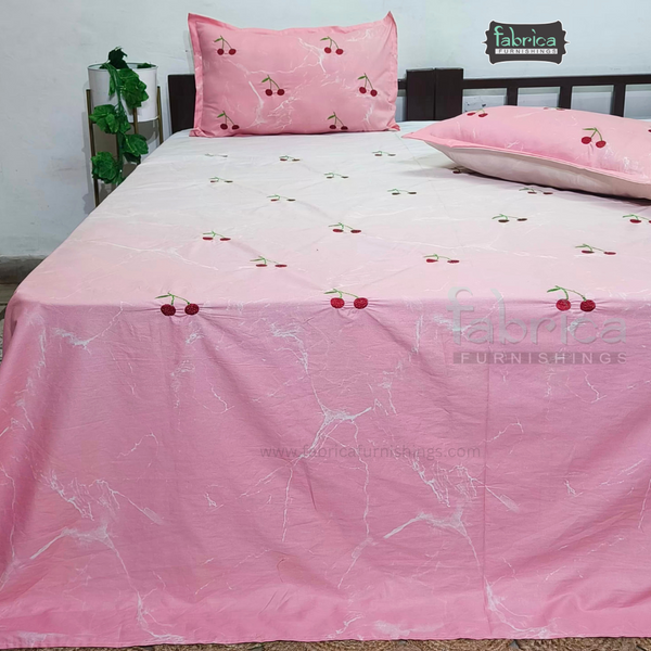 Designer Embroidered Pure Cotton King Size Bedsheet