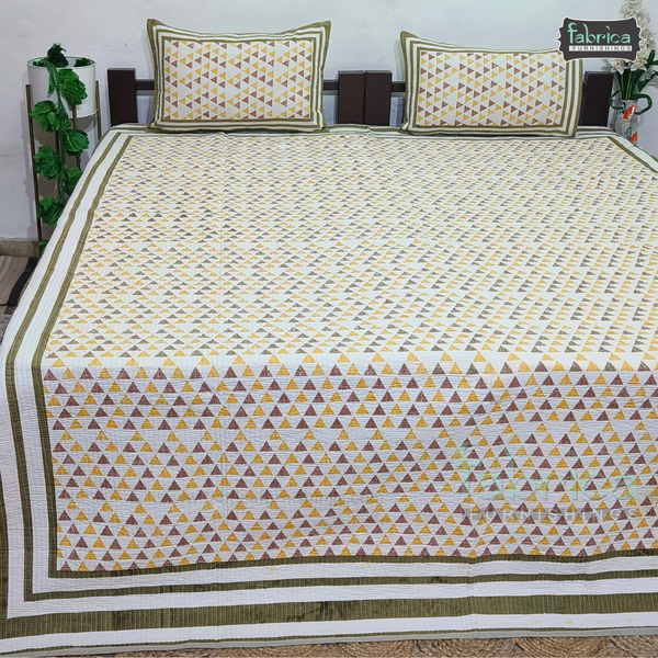 Fabby Handblock Quilted Reversible Pure Cotton Bedcover