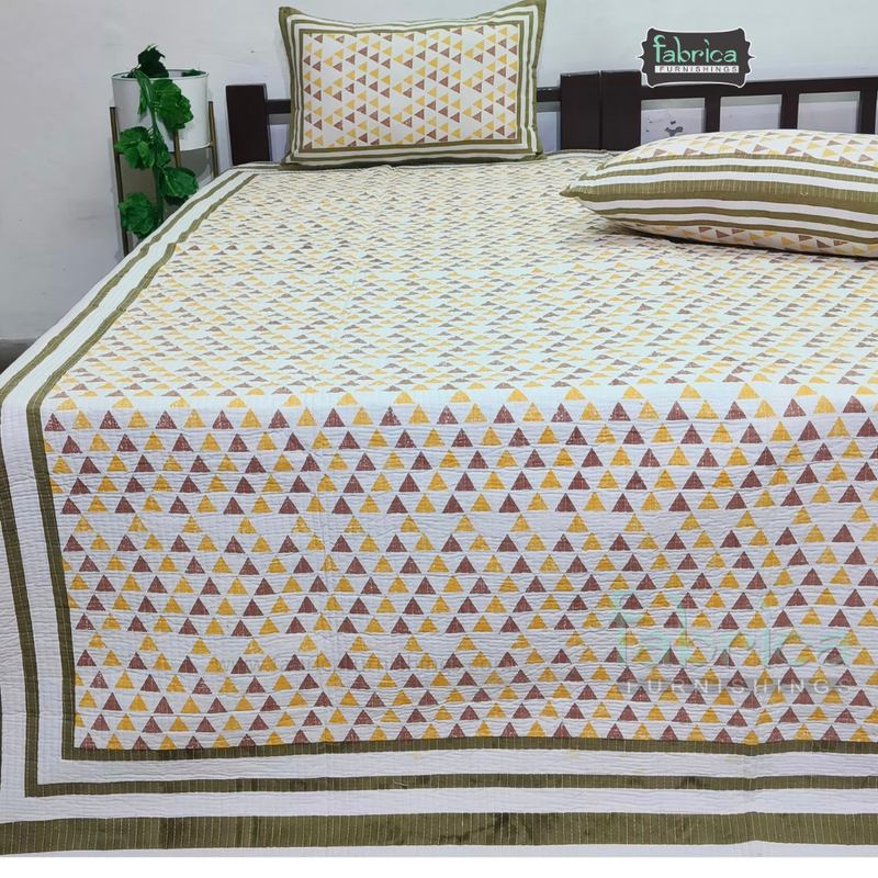 Fabby Handblock Quilted Reversible Pure Cotton Bedcover