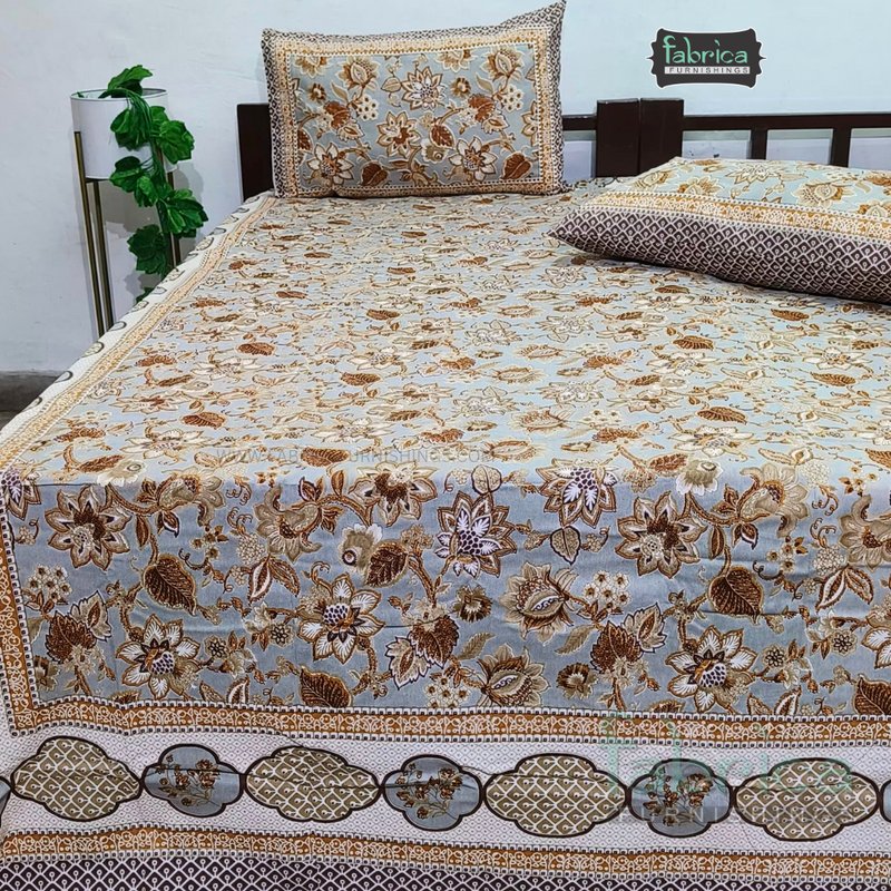 Cultural Petals Printed Pure Cotton Double Bedsheet