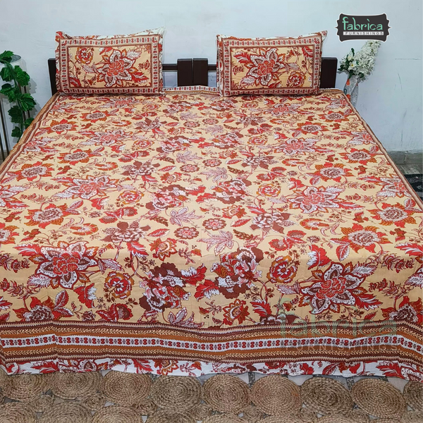 Cultural Petals Printed Pure Cotton Double Bedsheet