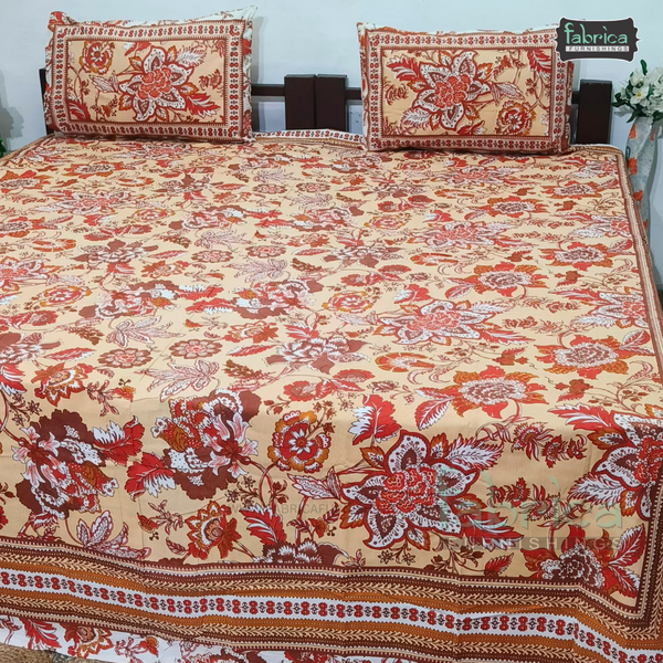 Cultural Petals Printed Pure Cotton Double Bedsheet