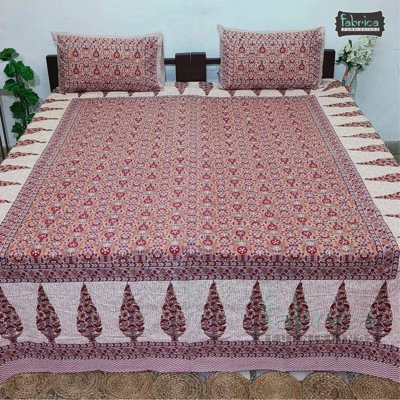 Cultural Petals Printed Pure Cotton Double Bedsheet