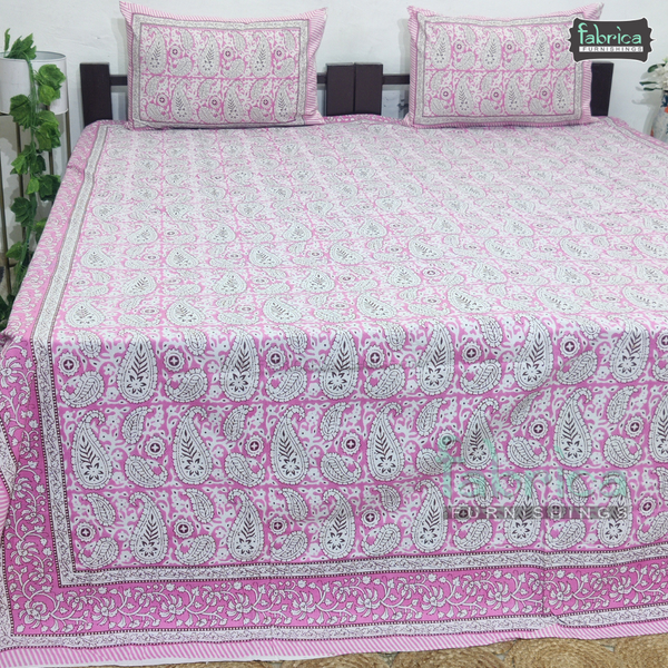 Royal Rajasthani Handblock Print Cotton Double Bed Bed Sheets (93*108 Inch)