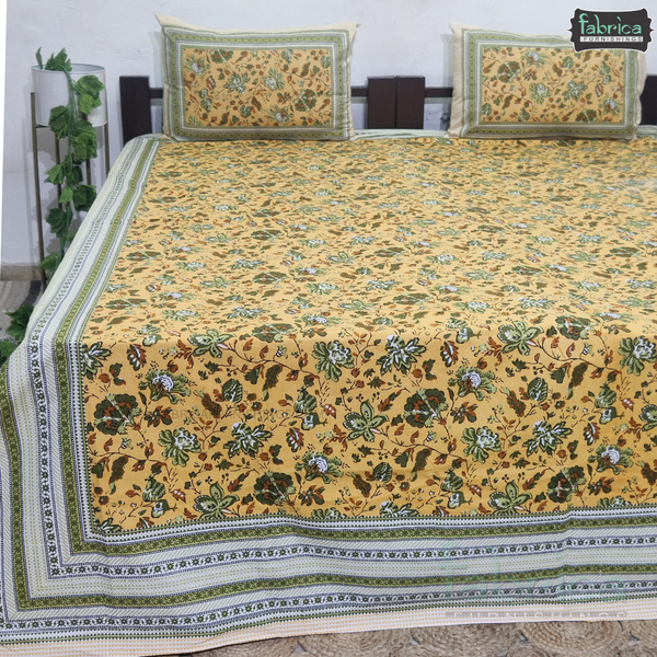 Royal Rajasthani Handblock Print Cotton Double Bed Bed Sheets (93*108 Inch)