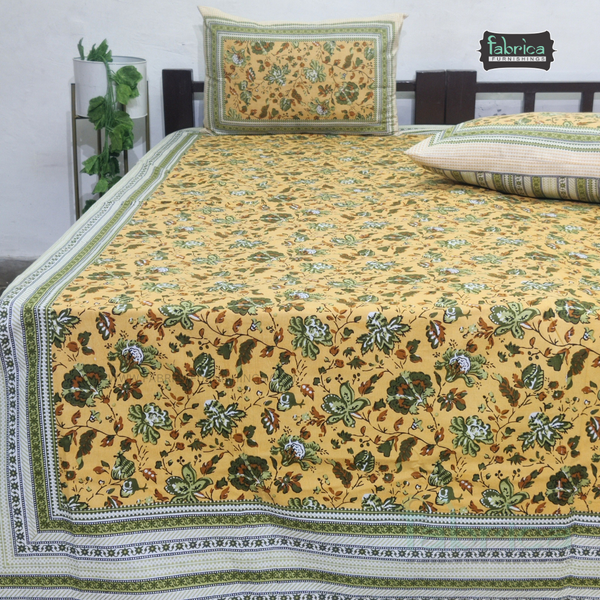 Royal Rajasthani Handblock Print Cotton Double Bed Bed Sheets (93*108 Inch)