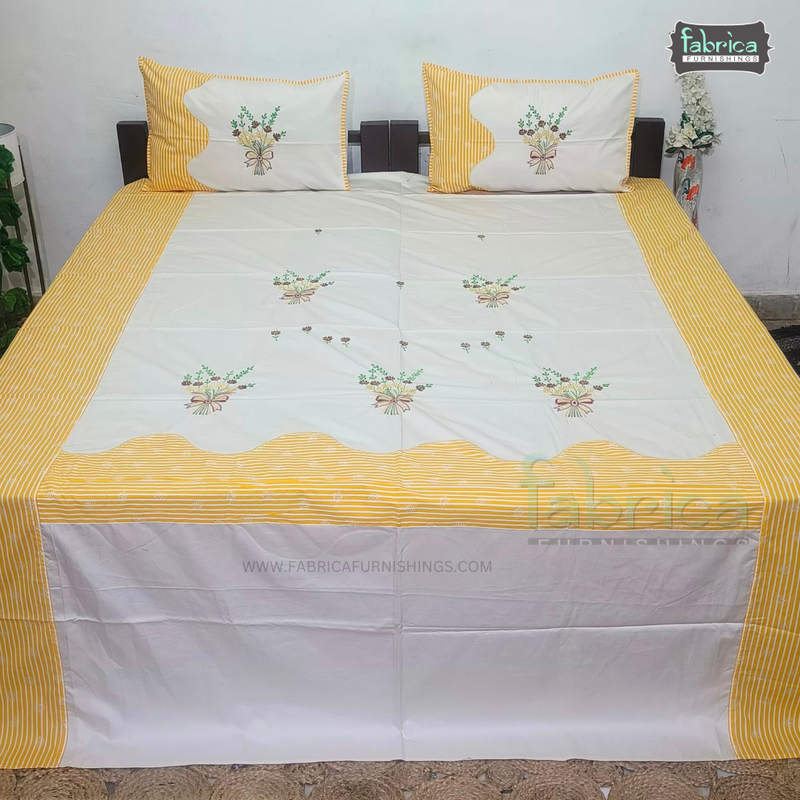 Luxurious Embroidered Pure Cotton King Size Bedsheet