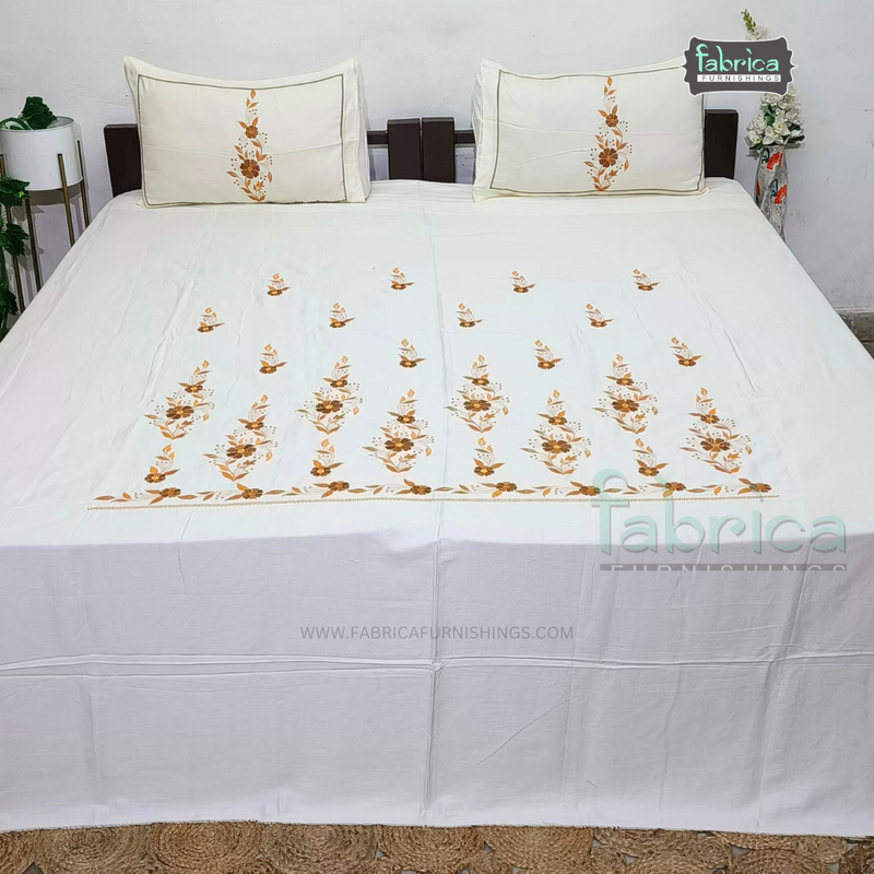 Luxurious Embroidered Pure Cotton King Size Bedsheet